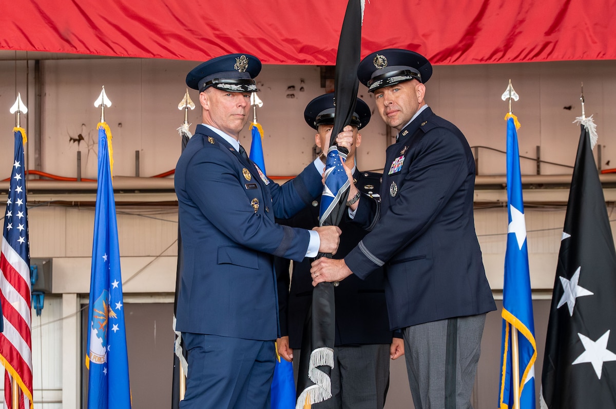 U.S. Air Force Gen. Dagvin R.M. Anderson, commander, U.S. Africa Command, transfers command to U.S. Space Force Brig. Gen. Christopher A. Fernengel, U.S. Space Forces Europe – Space Forces Africa incoming commander, at Ramstein Air Base, Germany