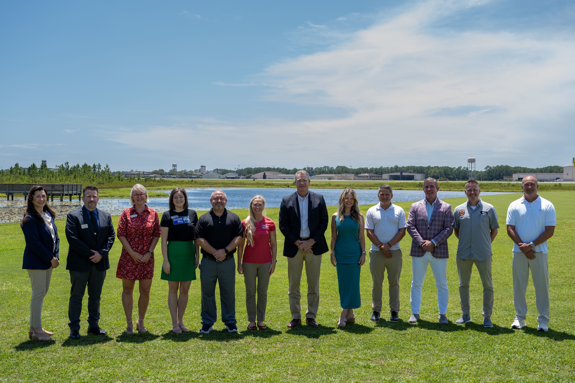 Members of the Hurlburt Field honorary commander program’s newest class pose for a photo during an orientation visit