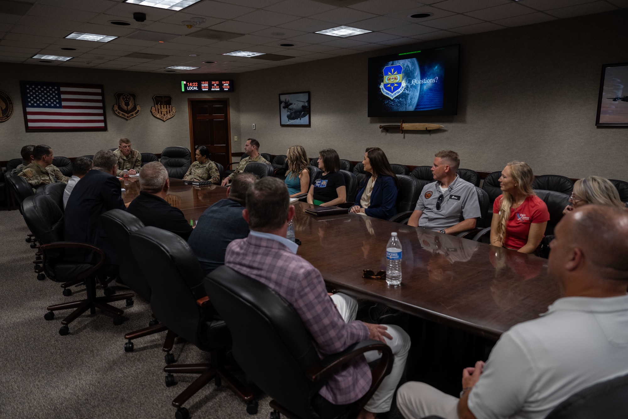 Col. Mark Hamilton briefs honorary commanders during an orientation visit at Hurlburt Field