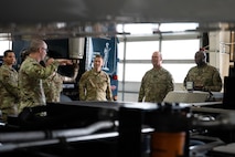U.S. Air Force Gen. S.L. Davis, commander of Air Force Global Strike Command, receives a vehicle tour at the 91st Missile Wing vehicle facility at Minot Air Force Base, North Dakota, July 30, 2026.