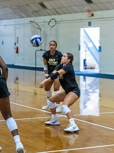 The Army West Point women's volleyball team held its preseason training camp Aug. 6 to 13, 2026, at Fort Indiantown Gap, Pennsylvania. The team invited local volleyball players for a youth volleyball clinic on Aug. 12.  (U.S. Army Photos by Pfc. Austin Duplessie)