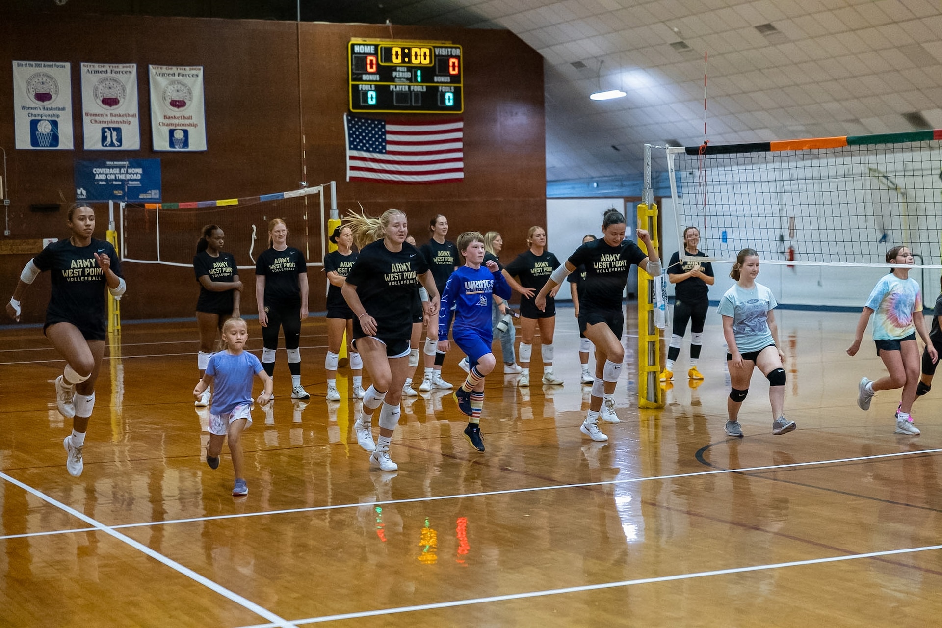The Army West Point women's volleyball team held its preseason training camp Aug. 6 to 13, 2026, at Fort Indiantown Gap, Pennsylvania. The team invited local volleyball players for a youth volleyball clinic on Aug. 12.  (U.S. Army Photos by Pfc. Austin Duplessie)
