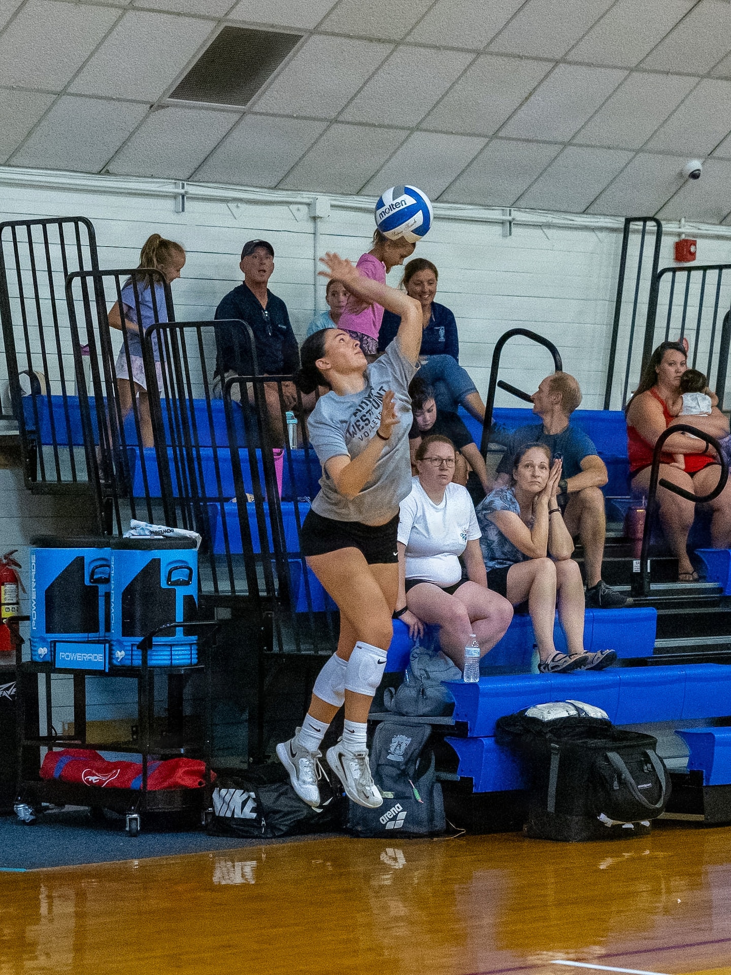 The Army West Point Volleyball team held its preseason training camp at Fort Indiantown Gap's Blue Mountain Sports Arena from Aug. 6 to 13, 2026. The camp included a youth volleyball clinic and a intra-squad scrimmage that was open to the public on Aug. 12. (U.S. Army Photo by Pfc. Austin Duplessie)