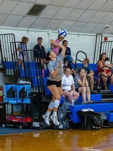 The Army West Point Volleyball team held its preseason training camp at Fort Indiantown Gap's Blue Mountain Sports Arena from Aug. 6 to 13, 2026. The camp included a youth volleyball clinic and a intra-squad scrimmage that was open to the public on Aug. 12. (U.S. Army Photo by Pfc. Austin Duplessie)