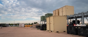 Mission Delta 3 stores palletized, deployable equipment in its unit area at Peterson Space Force Base, Colorado, Aug. 12, 2026. (U.S. Space Force photo by Dave Grim)