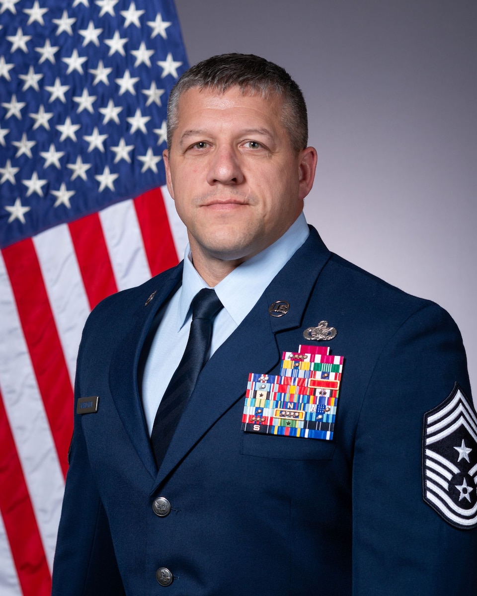 Chief Master Sgt. Joshua Skarloken is the command chief master sergeant of the 412th Test Wing at Edwards Air Force Base, California.