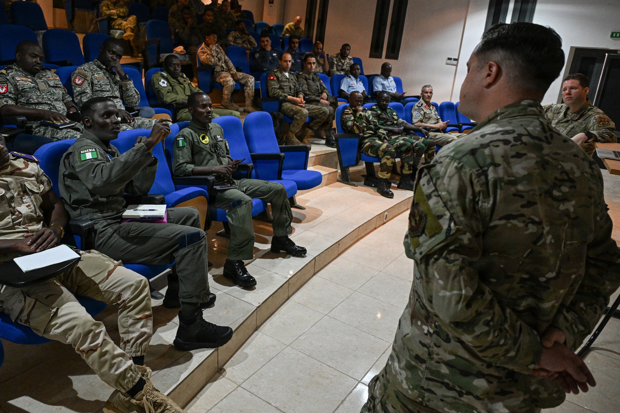U.S. Airmen and service members from 10 African partner nations participate in the Mauritania Airfield Safety African Partnership Flight