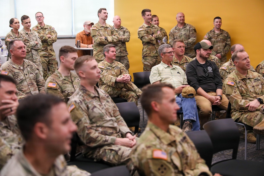 Family members, friends and fellow Soldiers gathered celebrate the career of U.S. Army Sgt. 1st Class Jeremy Lowe at the Joint Force Headquarters building on Boone National Guard Center in Frankfort, Kentucky, for his retirement ceremony July 29, 2026.