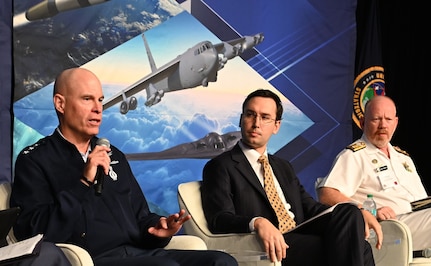 U.S. Air Force Lt. Gen. Michael Lutton, deputy commander, U.S. Strategic Command, participates in a panel discussion, at USSTRATCOM’s 16th Deterrence Symposium in Omaha, Nebraska, August 5, 2026. The Deterrence Symposium is the premiere event for USSTRATCOM, drawing from academic, government, military, and international experts, with the goal of exploring a broad range of deterrence issues and thinking. (U.S. Air Force photo by Zachary Hada)