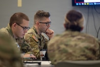 National Guard service members participate in the National Guard Joint Planners Course on Aug. 6, 2026, at Camp Fogarty, R.I. For five days, military and civilian planners learn how to integrate military, state, federal and civilian capabilities to develop whole-of-state solutions for domestic emergencies and homeland defense.
