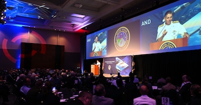 U.S. Navy Adm. Rich Correll, commander, U.S. Strategic Command, delivers closing remarks during the 15th annual USSTRATCOM Deterrence Symposium held in the CHI Health Center in Omaha, Nebraska, August 6, 2026. The Deterrence Symposium is the premiere event for USSTRATCOM, drawing from academic, government, military, and international experts, with the goal of exploring a broad range of deterrence issues and thinking. (U.S. Air Force photo by Zachary Hada)