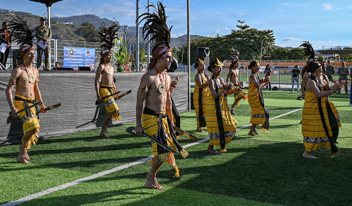 Timorese performers dance during the Pacific Partnership 2026 (PP26) Timor-Leste mission stop opening ceremony in Dili, Timor-Leste, Aug. 13, 2026.