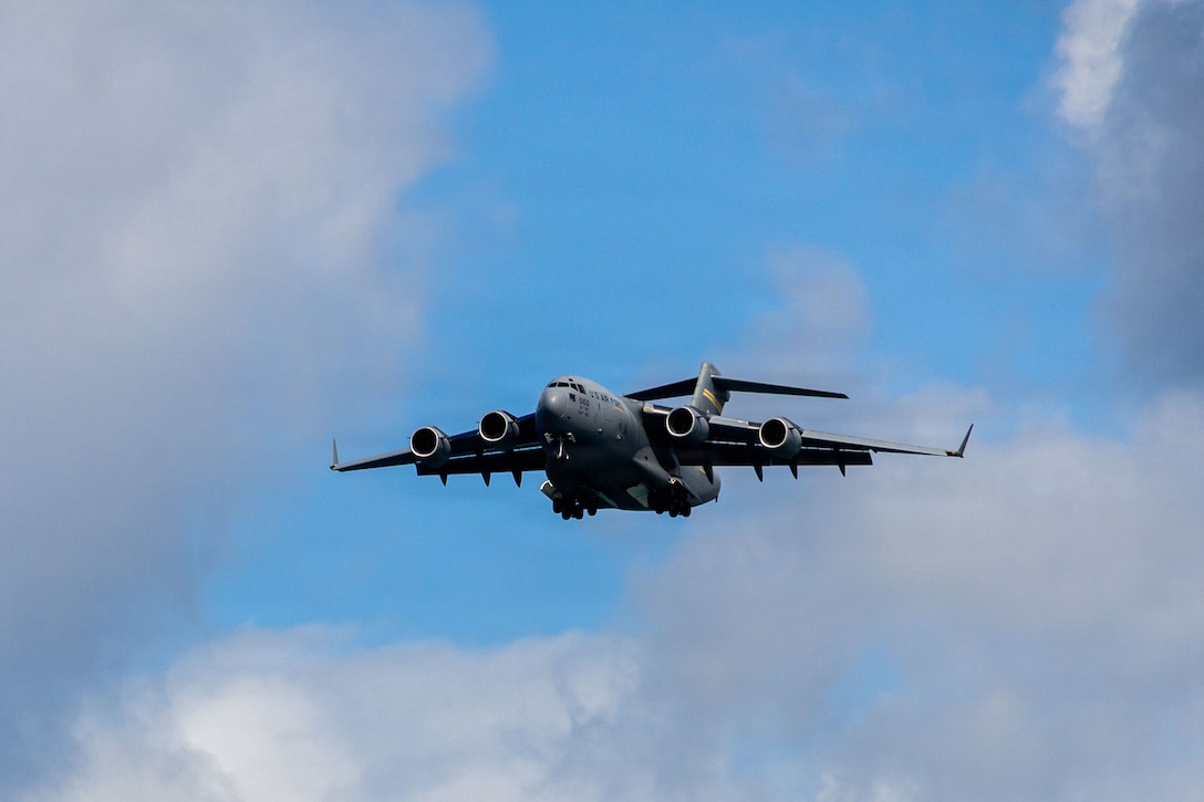 U.S. Air Force C-17 Globemaster III preforms during the final day of the Pacific Airshow Gold Coast 2026 in Gold Coast, Australia, Aug. 16.