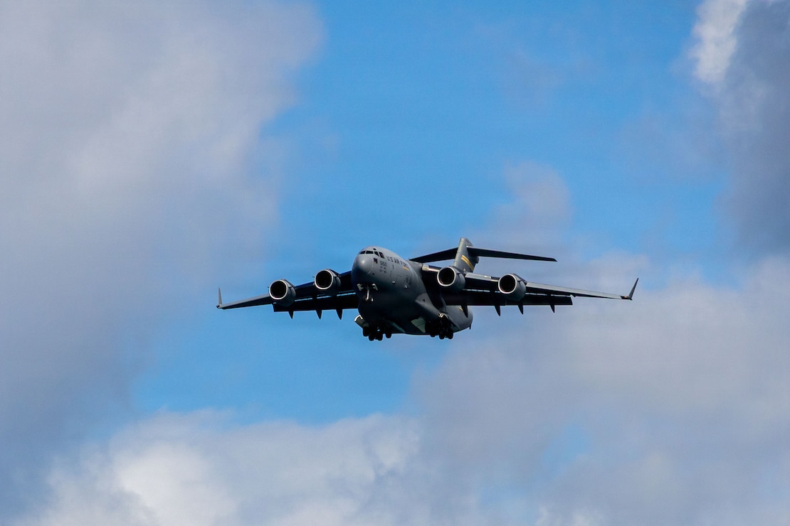 U.S. Air Force C-17 Globemaster III preforms during the final day of the Pacific Airshow Gold Coast 2026 in Gold Coast, Australia, Aug. 16.