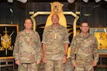 From left: Gen. Gregory Guillot, commander of the North American Aerospace Defense Command (NORAD) and U.S. Northern Command (USNORTHCOM); Gen. Michael Hyldgaard, the Chief of Defence for the Kingdom of Denmark; and Lt. Gen. Robert Davis, commander of Alaskan NORAD Region, Alaskan Command and Eleventh Air Force, meet with senior defense leaders at Alaskan Command (ALCOM) Headquarters, Joint Base Elmendorf-Richardson, Alaska, August 14, 2026. The leaders held bilateral discussions to coordinate Arctic security requirements, joint force readiness, and initiatives to enhance domain awareness across the Arctic and North Atlantic regions. (U.S. Air Force photo by Sheila deVera)
