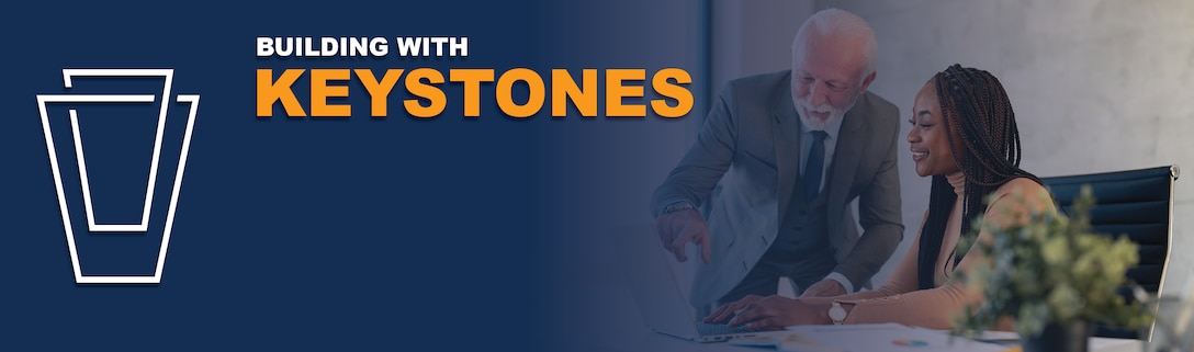 Keystone graphic with text: Building with Keystones