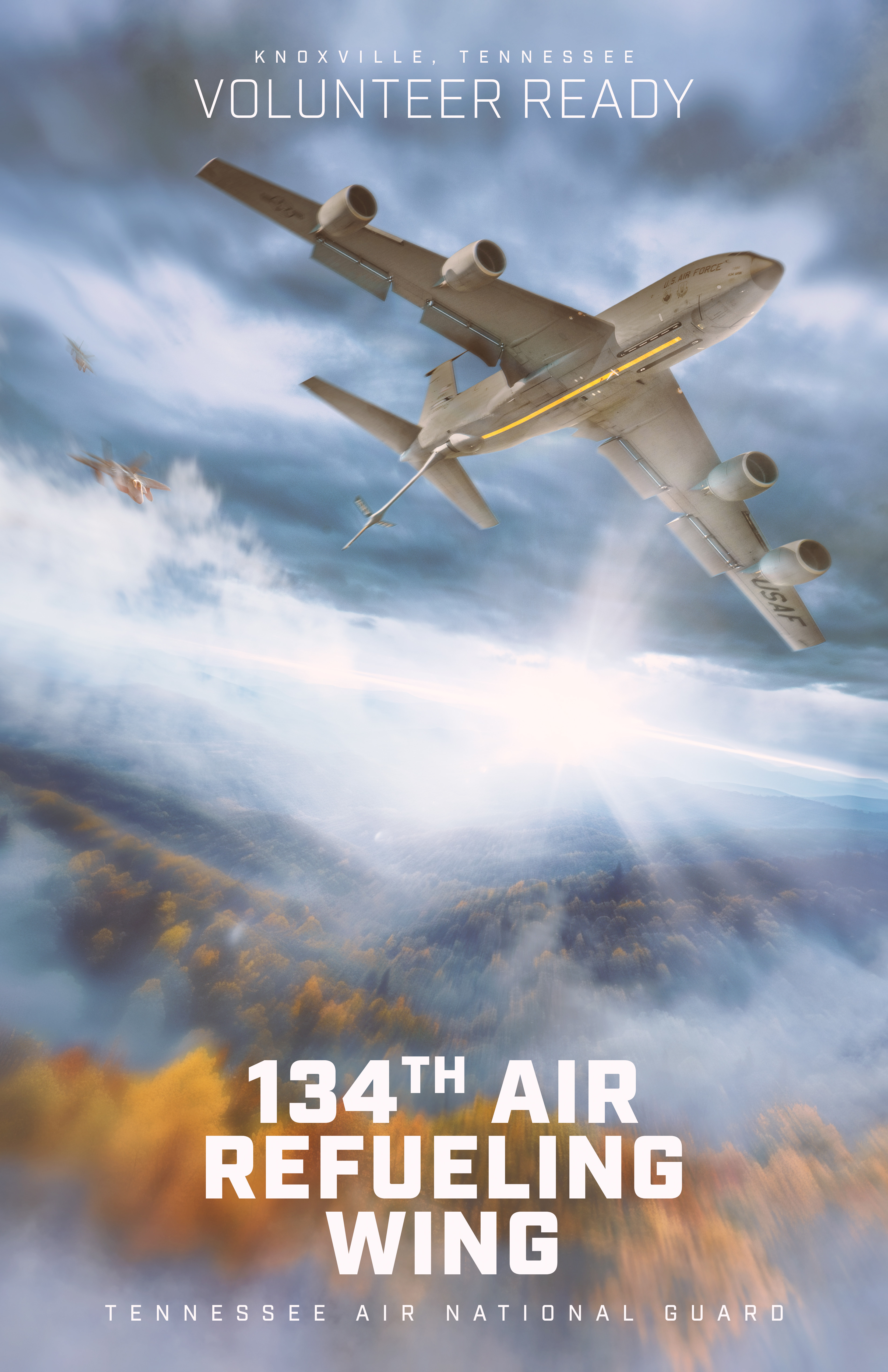 This graphic was created for the 134th Air Refueling Wing of the Tennessee Air National Guard as part of a social media project June 24, 2024. This graphic highlighting the KC-135 is being used on morale gear, social media, wall art and more. This graphic was created in Adobe Photoshop. (U.S. Air National Guard photo by Senior Airman Ben Cash)