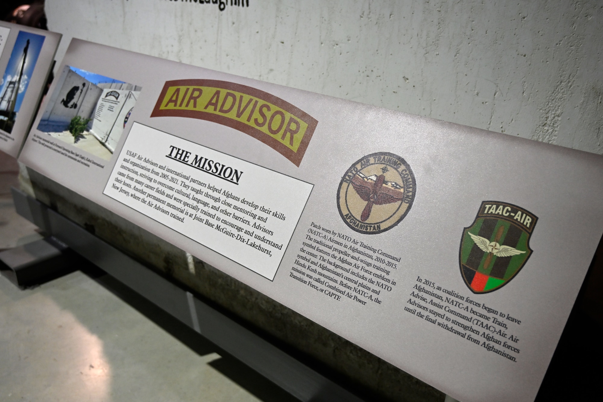 This wall memorializes eleven US personnel who died in Afghanistan helping to build an Afghan Air Force.