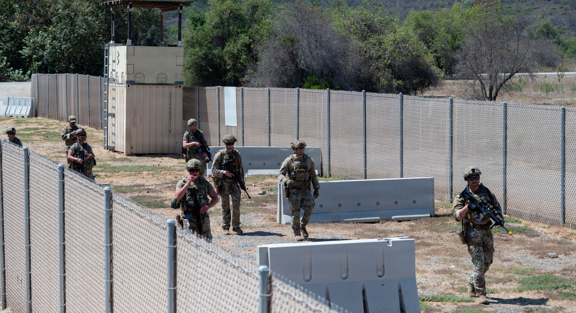 Defenders patrol the base