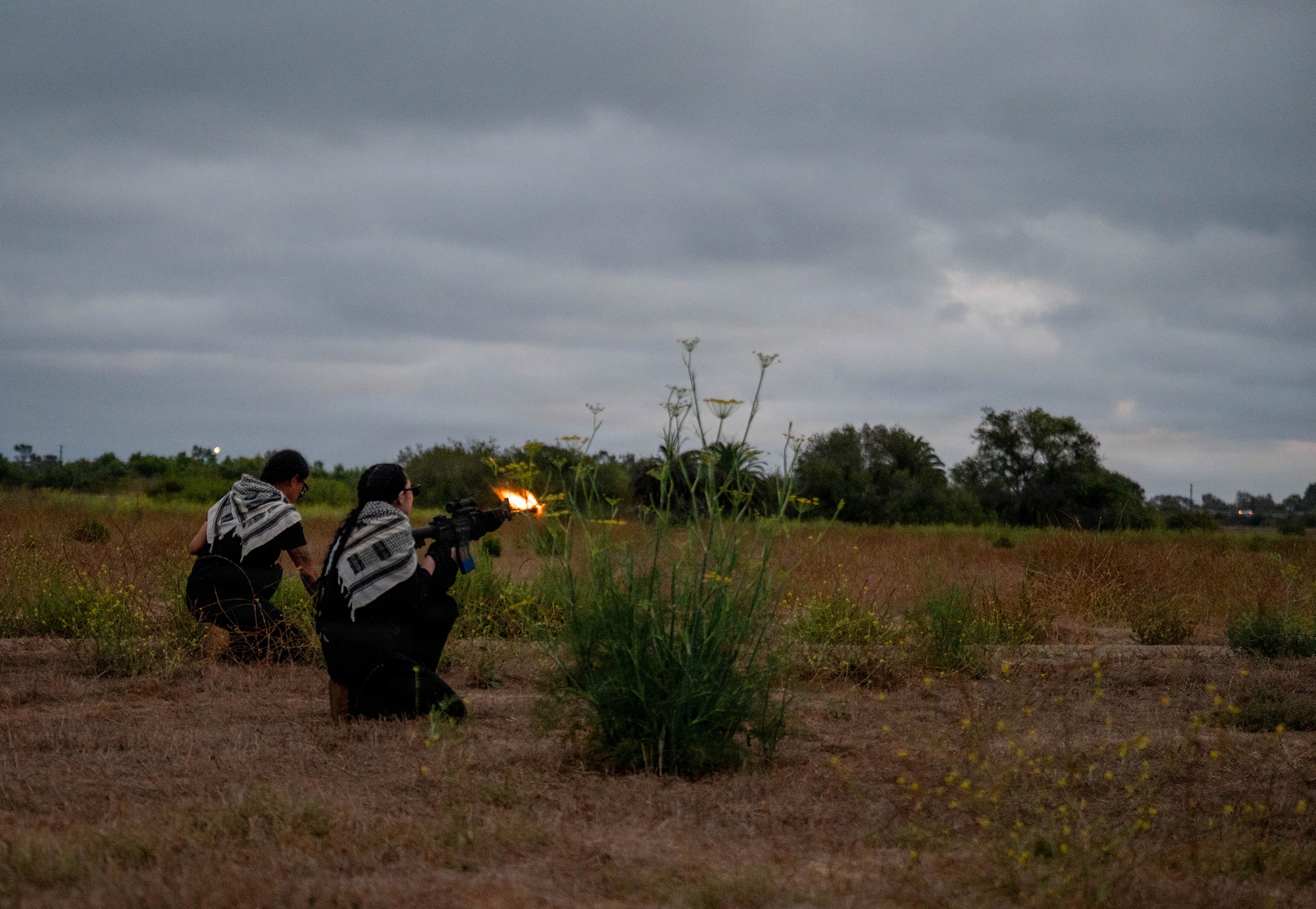 Defenders sitting in field