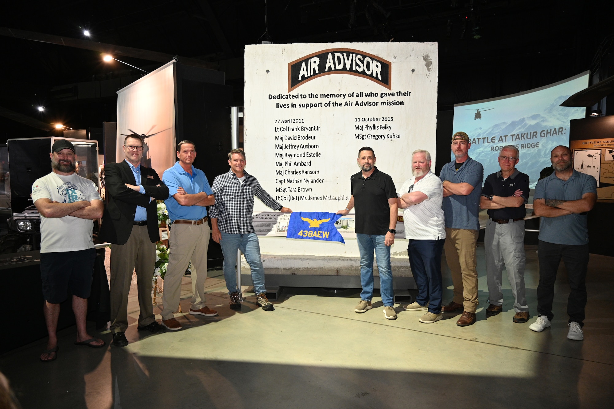 This wall memorializes eleven US personnel who died in Afghanistan helping to build an Afghan Air Force.