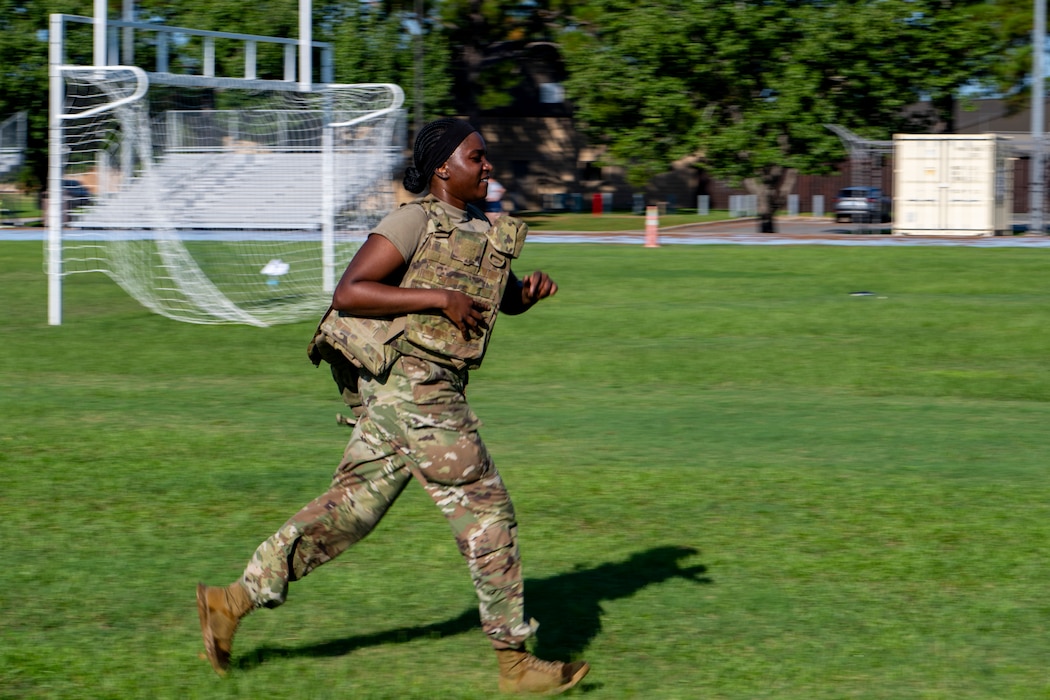 Sgt sprints during a combat fitness test