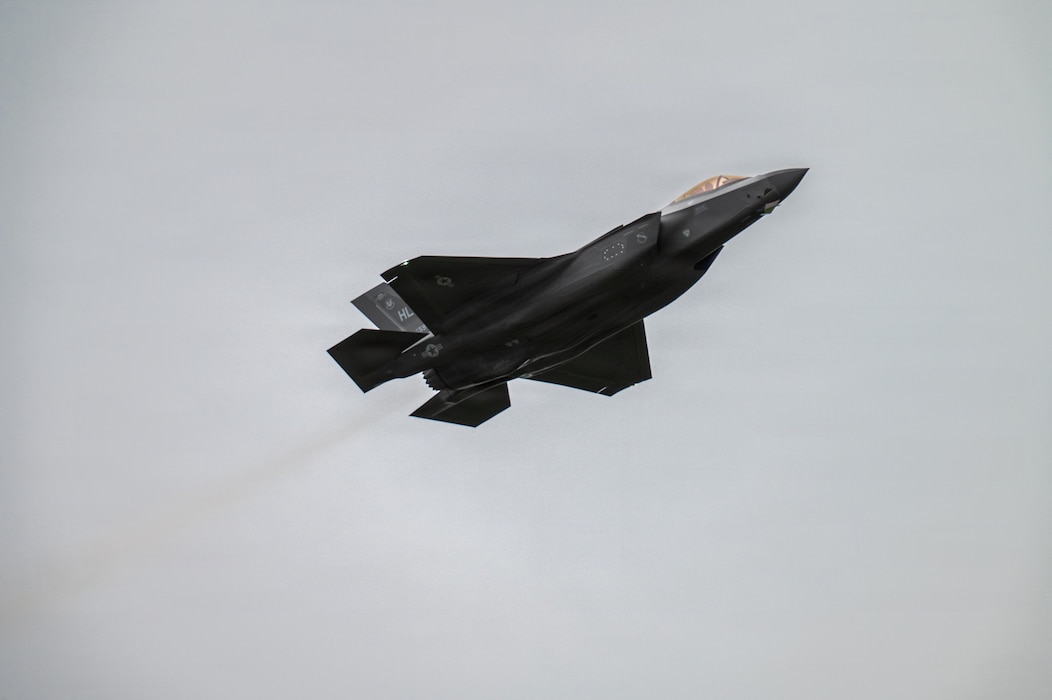 A U.S. Air Force F-35A Lightning II assigned to the 13th Fighter Squadron at Misawa Air Base, Japan, takes off during RED FLAG-Alaska 26-3 at Eielson Air Force Base, Alaska, Aug. 18, 2026.