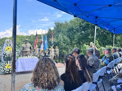 Family members of Maj. Arthur G. Bonifas and 1st Lt. Mark T. Barrett attend a ceremony at Camp Bonifas on Aug. 18, 2026, commemorating the two officers who were killed during the 1976 “axe murder incident” in the Korean Demilitarized Zone. (U.S. Army photo by In Kyeong (Stacey) Yun)