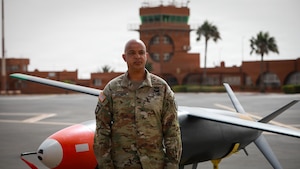 U.S. Army Col. Michael M. Gacheru, regional engagement division chief, U.S. Africa Command J5, participates in an interview discussing how the Africa Multidomain Training and Experimentation Center will generate operational insights to inform future experimentation, capability development, and employment at Tan-Tan, Morocco, Aug. 6, 2026.AMTEC will enable U.S. and Moroccan forces to test, evaluate and iterate on emerging technologies in a realistic environment strengthening shared readiness and interoperability. This live-fire also demonstrates how AMTEC will provide dedicated physical space and full electromagnetic spectrum access to support defense-industry partners to conduct testing. As one of the early contributions under the U.S. Army’s Test Range Expansion Initiative, the demonstration proves there is opportunity for defense industry to conduct testing that is difficult to replicate at many U.S. ranges, reinforcing Morocco’s role as a regional security leader. (U.S. Army photo by Staff Sgt. Raquel Birk)