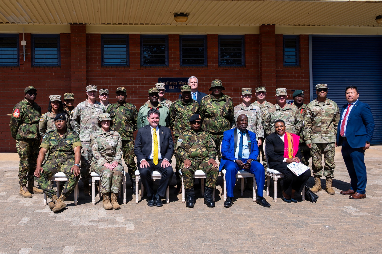 U.S. and Botswana military personnel pose for a photo following the closing ceremony for Exercise Southern Accord 2026 at Gaborone Technical College in Gaborone, Botswana, Aug. 15.