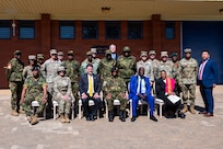 U.S. and Botswana military personnel pose for a photo following the closing ceremony for Exercise Southern Accord 2026 at Gaborone Technical College in Gaborone, Botswana, Aug. 15.