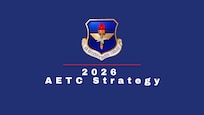 AETC shield on blue background with words 2026 AETC Strategy
