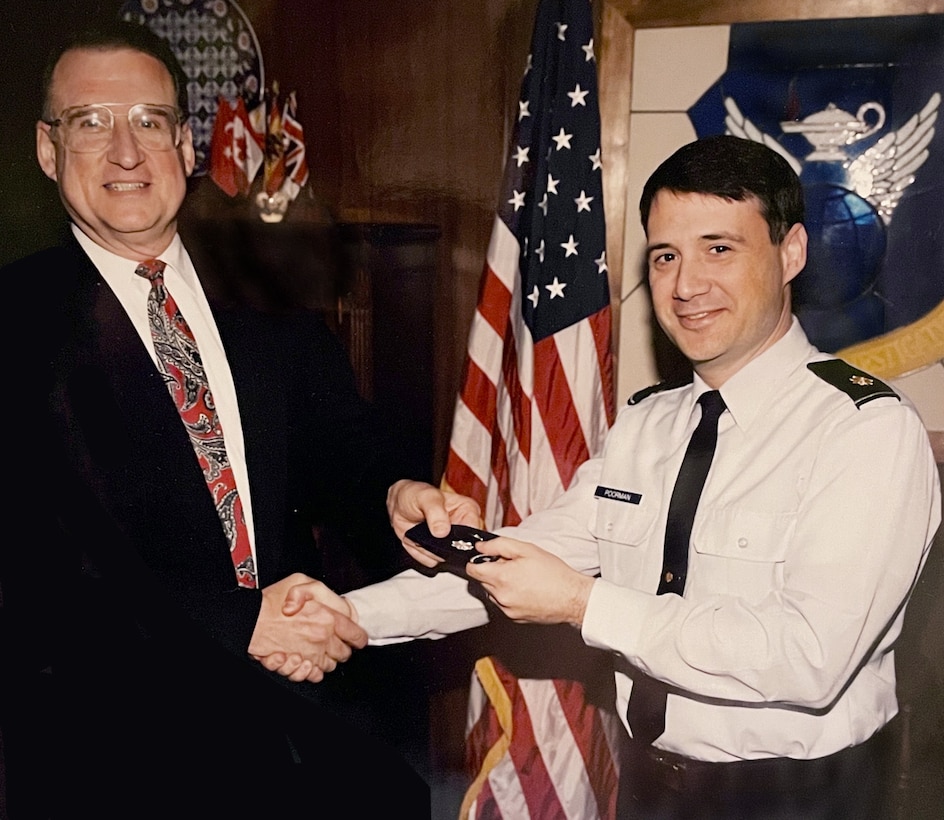 Special Agent Kevin Poorman during his promotion to Lieutenant Colonel in 1995.