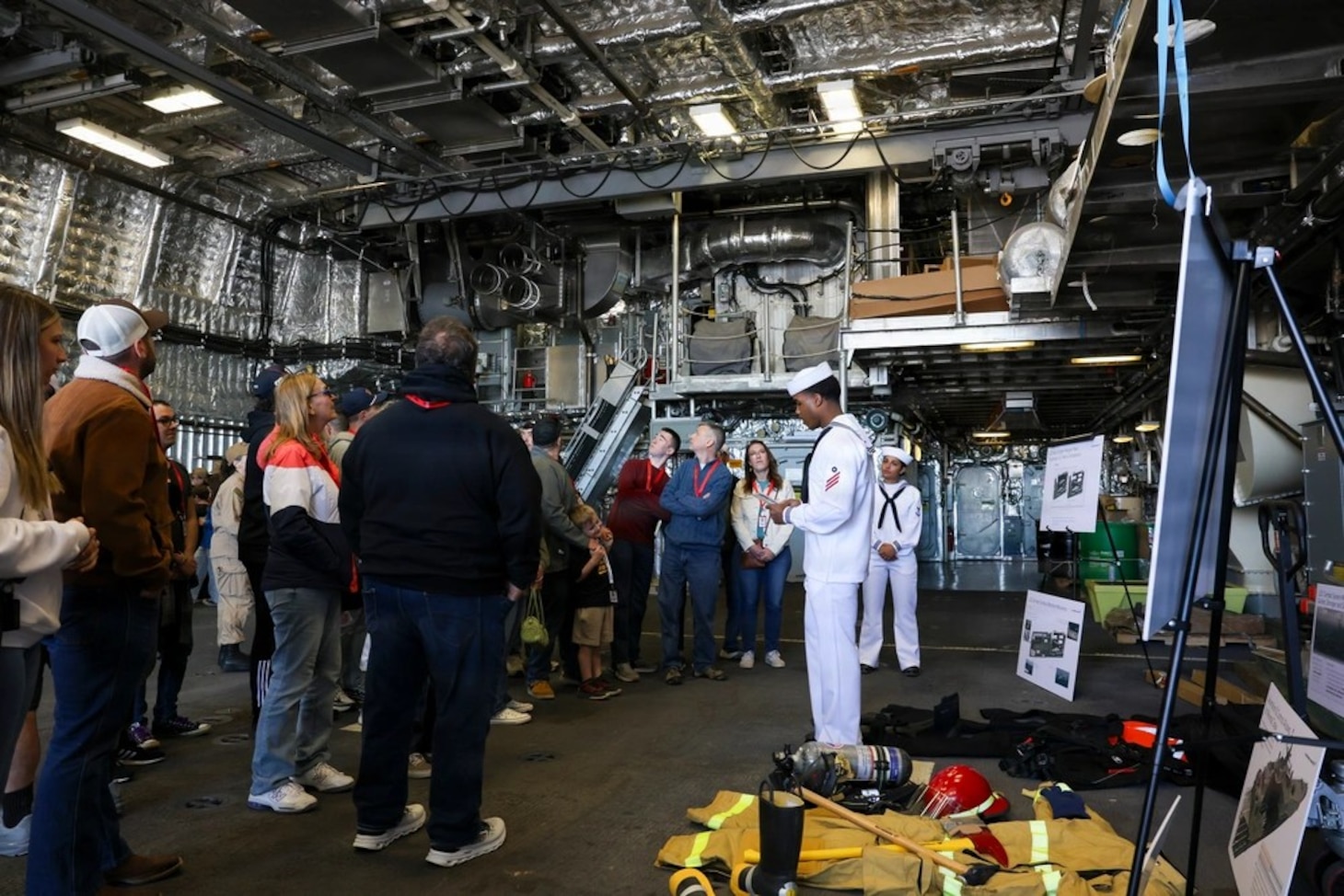Sailors aboard future LCS 31 participate in a community day ahead of the upcoming commissioning ceremony