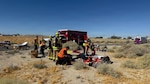 Navy Fire and Emergency Services personnel and emergency medical responders triage and treat simulated casualties during Exercise Citadel Rumble at Naval Air Weapons Station China Lake, California, July 30, 2026. Navy Medicine Readiness and Training Unit China Lake supported the mass-casualty exercise by providing hospital corpsmen as role players, supporting exercise safety and training, and preparing Branch Health Clinic China Lake to receive simulated patients. The exercise tested the installation’s emergency response capabilities and strengthened coordination among military and civilian emergency response partners. (Courtesy photo).