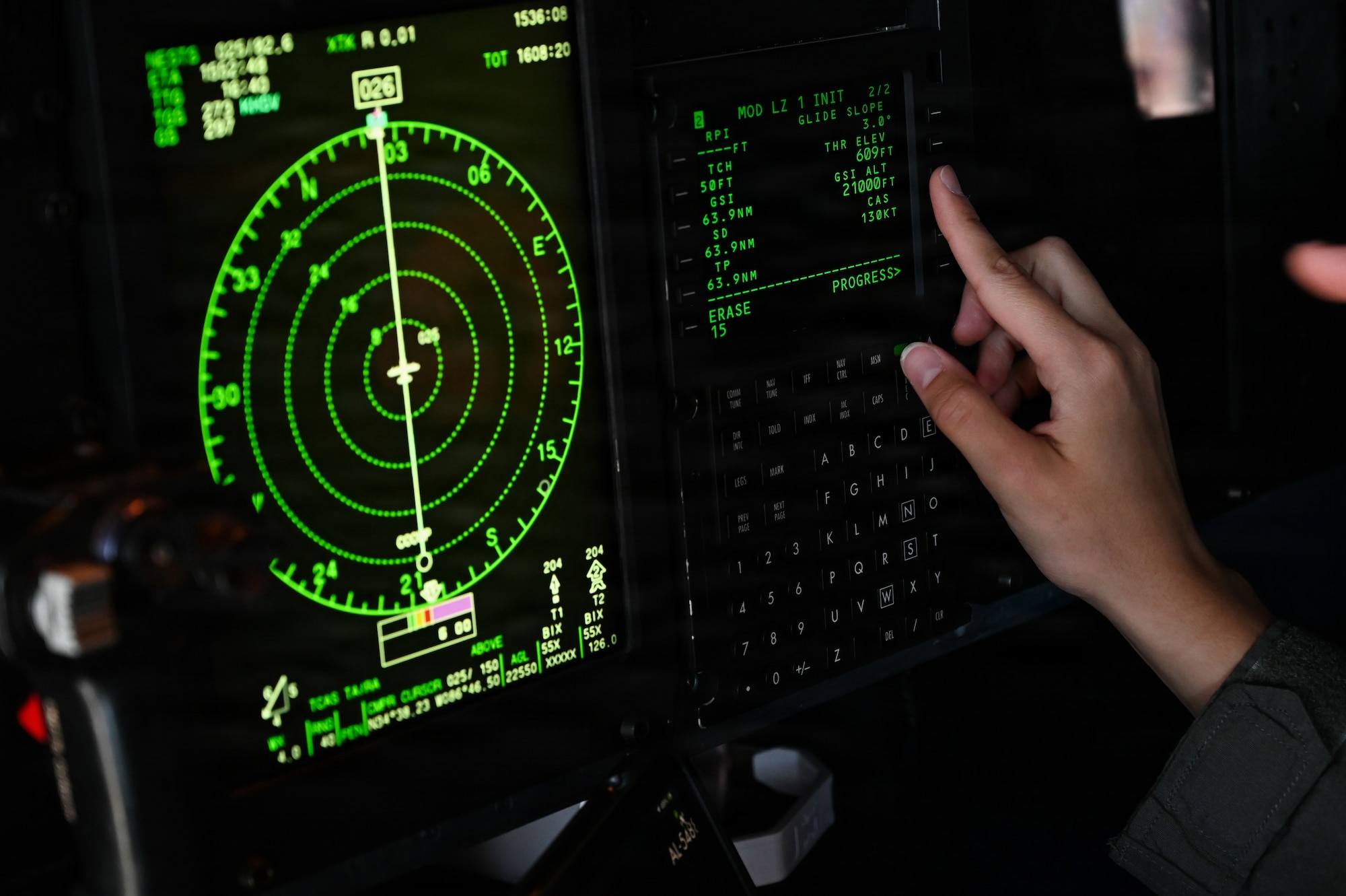 U.S. Air Force reservists monitors a radar