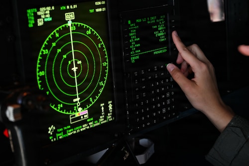 U.S. Air Force reservists monitors a radar