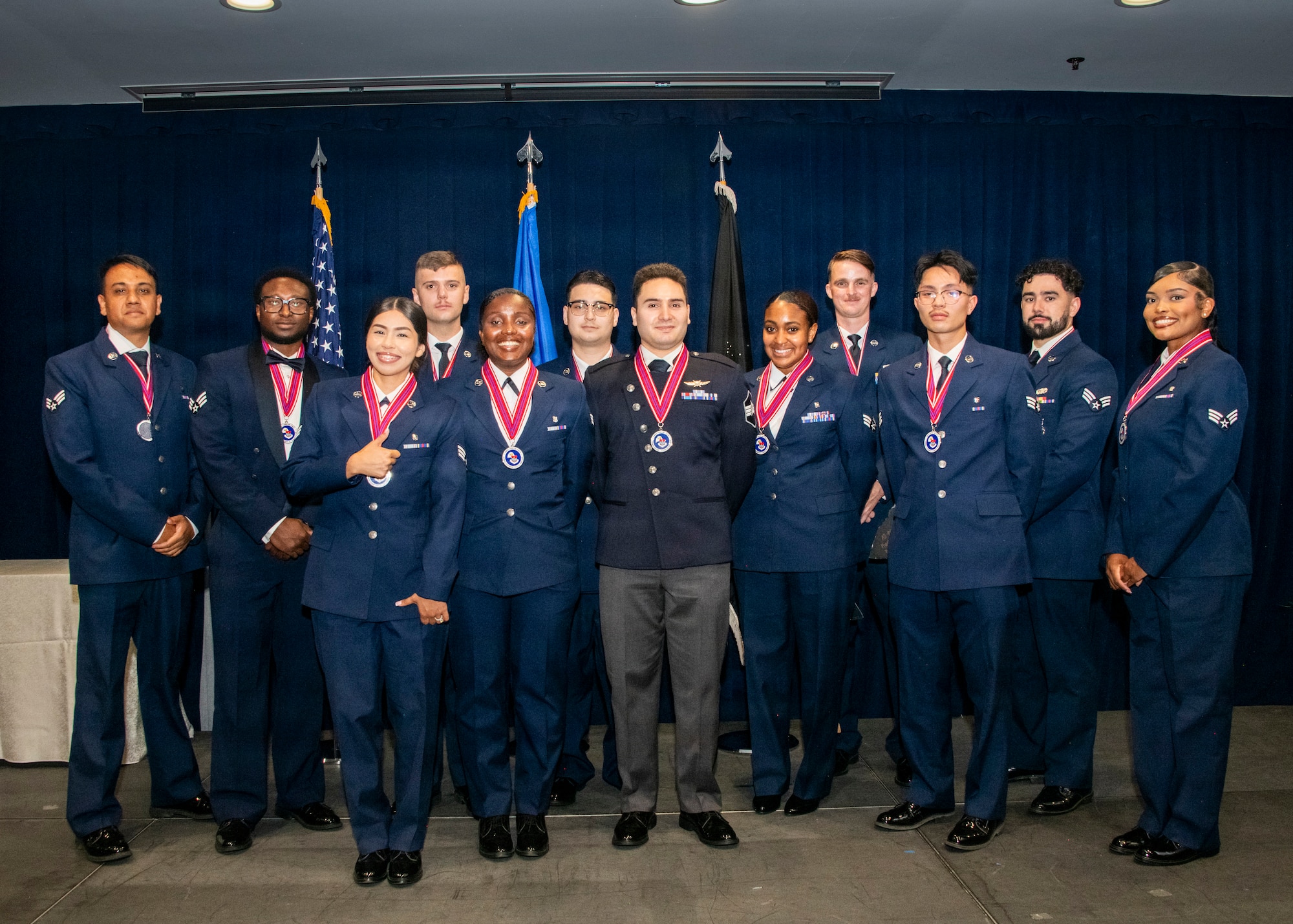 irman Leadership School Class 26-F poses for a group photo following their graduation ceremony at Los Angeles Air Force Base, California, Aug. 6, 2026. ALS is the first level of professional military education for enlisted personnel, equipping newly minted noncommissioned officers with the leadership skills required to guide the joint force in a modern combat environment. (U.S. Space Force photo by Van Ha)