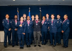 irman Leadership School Class 26-F poses for a group photo following their graduation ceremony at Los Angeles Air Force Base, California, Aug. 6, 2026. ALS is the first level of professional military education for enlisted personnel, equipping newly minted noncommissioned officers with the leadership skills required to guide the joint force in a modern combat environment. (U.S. Space Force photo by Van Ha)