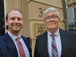 Dr. Tom Lynch (INSS) is pictured in front of the Lowy Institute in Sydney, Australia.