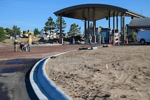 A landscape photo of the Enoch Gate road construction