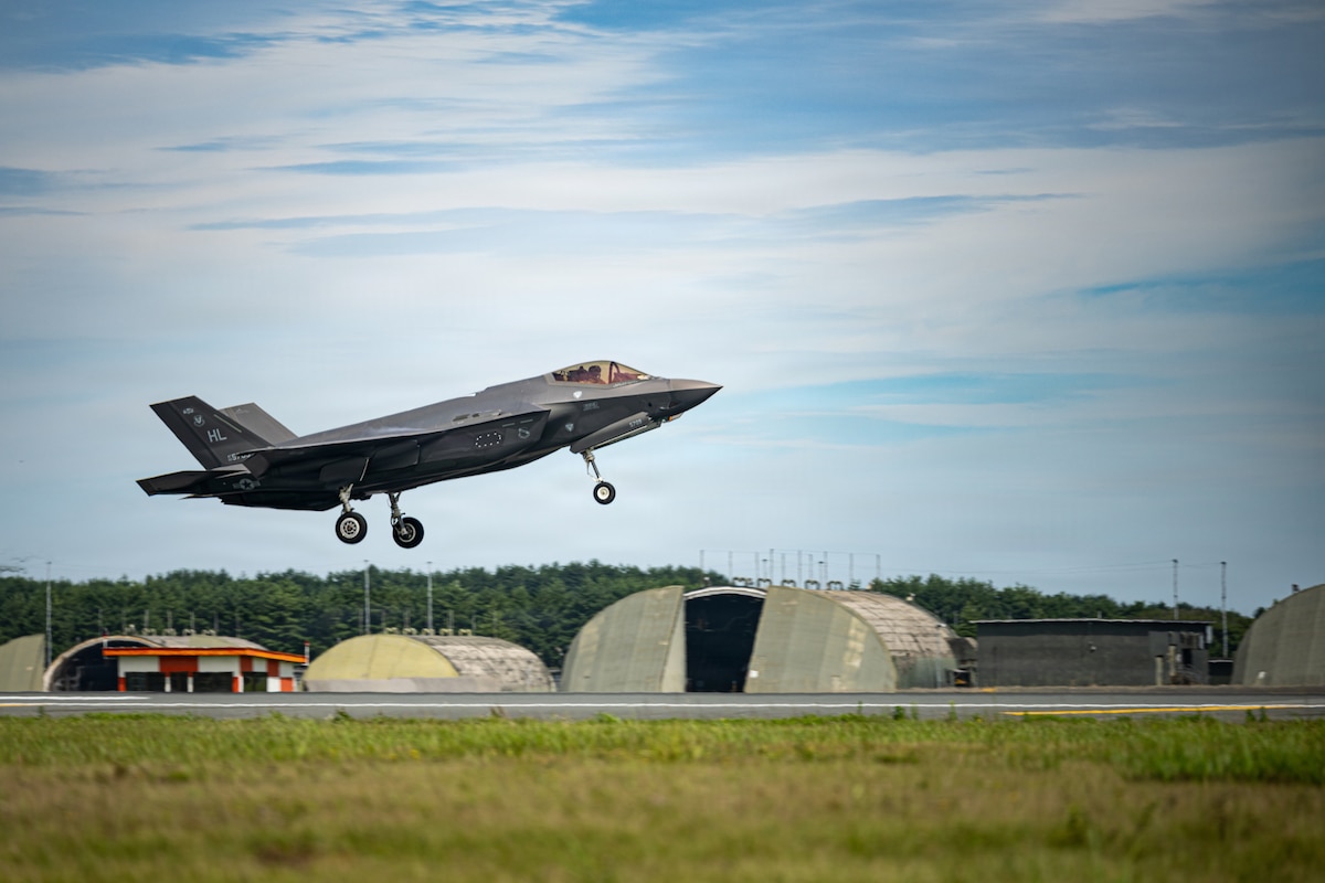 A U.S. Air Force F-35A Lightning II assigned to the 13th Fighter Squadron takes off in support of RED FLAG-Alaska 26-3.