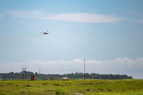 A U.S. Air Force F-35A Lightning II assigned to the 13th Fighter Squadron takes off in support of RED FLAG-Alaska 26-3.
