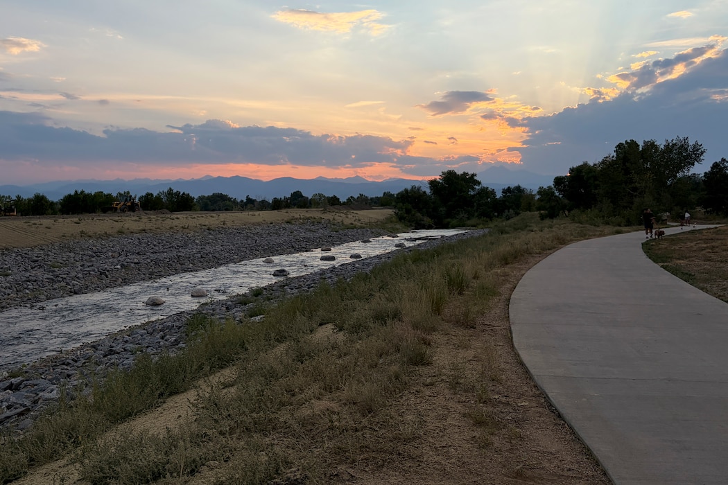 A grade transition structure is pictured along St. Vrain Creek in Longmont, Colorado.