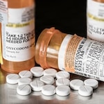 Oxycodone tabs and pill bottles