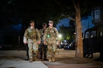 U.S. National Guardsmen assigned to Joint Task Force-District of Columbia (JTF-DC) in support of the DC Safe and Beautiful mission, patrol nearLeDroit Park in Washington, Aug 15, 2026. About 4,500 National Guard members are supporting the mission, providing critical assistance to the Metropolitan Police Department to help ensure the safety of residents, commuters, and visitors throughout the District. (U.S. Army National Guard photo by Sgt. 1st Class Jaccob Hearn)