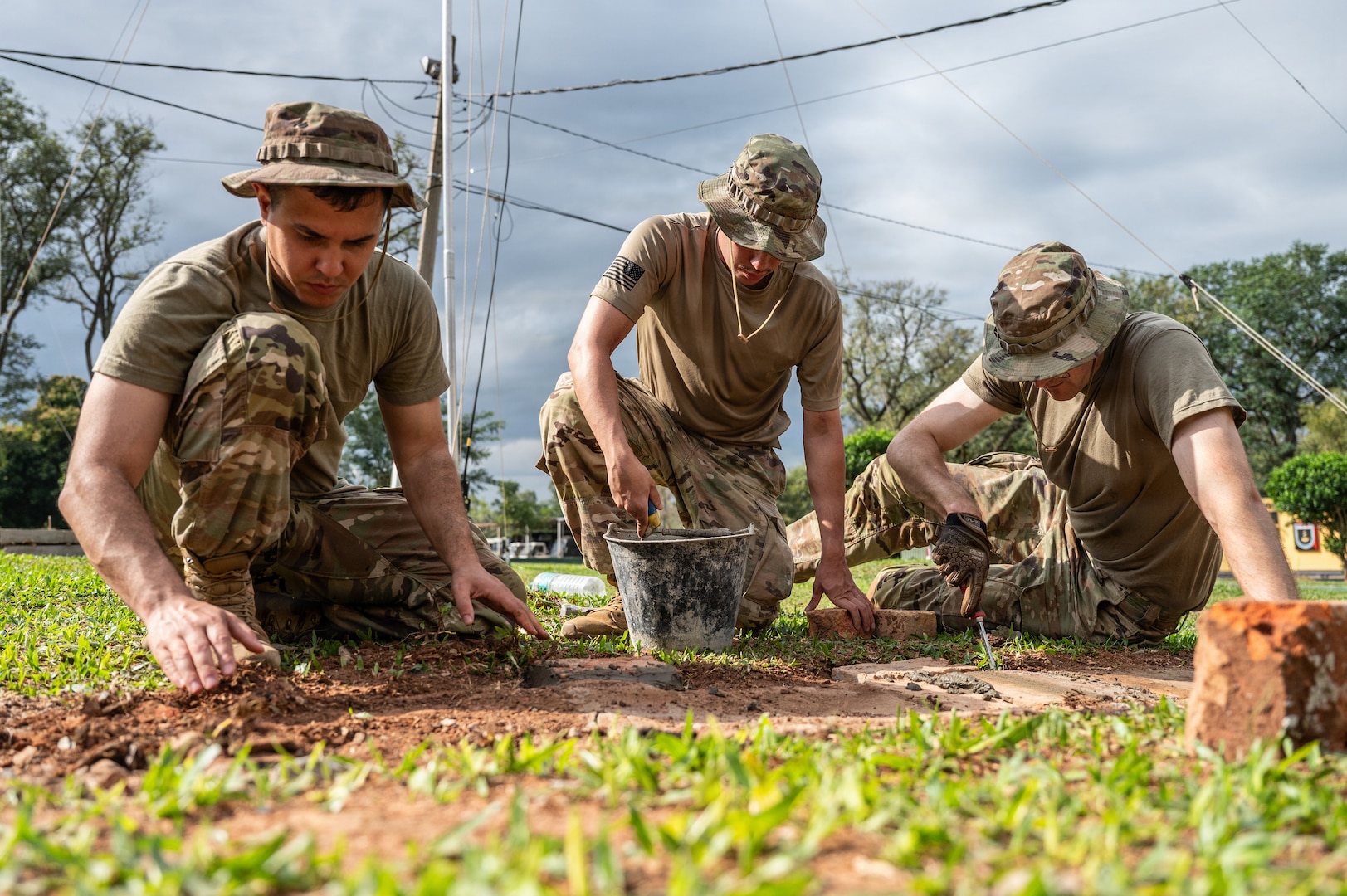 National Guardsmen performing engineering work in Paraguay
