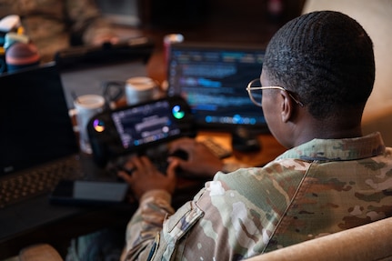 U.S. Army 1st Lt. Makya Stell with the Oklahoma National Guard Defensive Cyber Operations Element, participates in cyber incident response training during Exercise Pahlawan Warrior 26 in Bandar Seri Begawan, Brunei, Aug. 13, 2026. Pahlawan Warrior is a biennial bilateral exercise between U.S. Army Pacific and the Royal Brunei Armed Forces designed to enhance readiness, interoperability, and the enduring partnership between the two nations in support of a free and open Indo-Pacific. (Oklahoma National Guard photo by Sgt. Danielle Rayon)