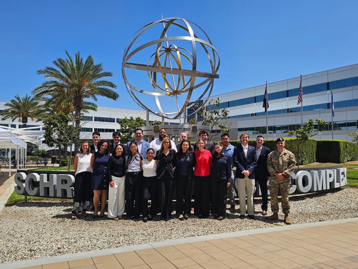 Members and the Instructor Cadre of Space Systems Command’s inaugural Civilian Guardian Jumpstart Pilot Program pose in front of Space Systems Command’s Armillary Sphere at Los Angeles Airforce Base on July 30, 2026. The program is designed to accelerate onboarding, integration, and mission readiness for newly hired SSC civilian acquisition employees. (Courtesy photo)