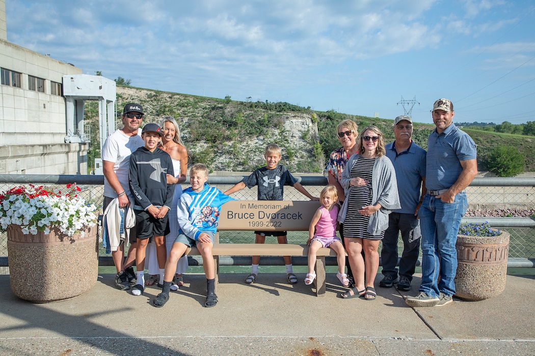 A photo from a memorial bench dedication ceremony and tour.